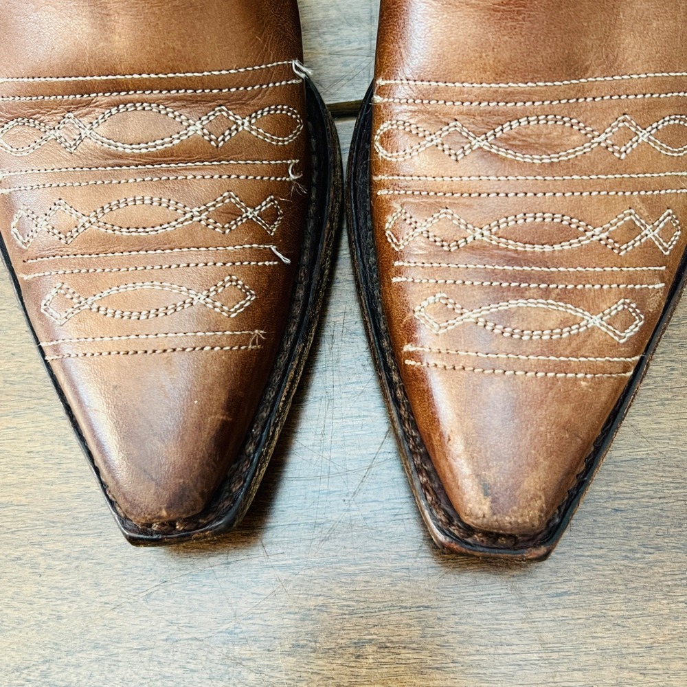 Frye Womens 5M Brown Leather Western Cowboy Boots Pointed Toe 77530 Spain - Picture 7 of 7